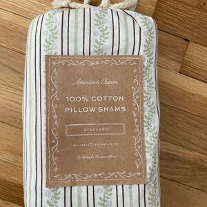 American Charm Green Stripe Cotton Pillow Shams - Standard